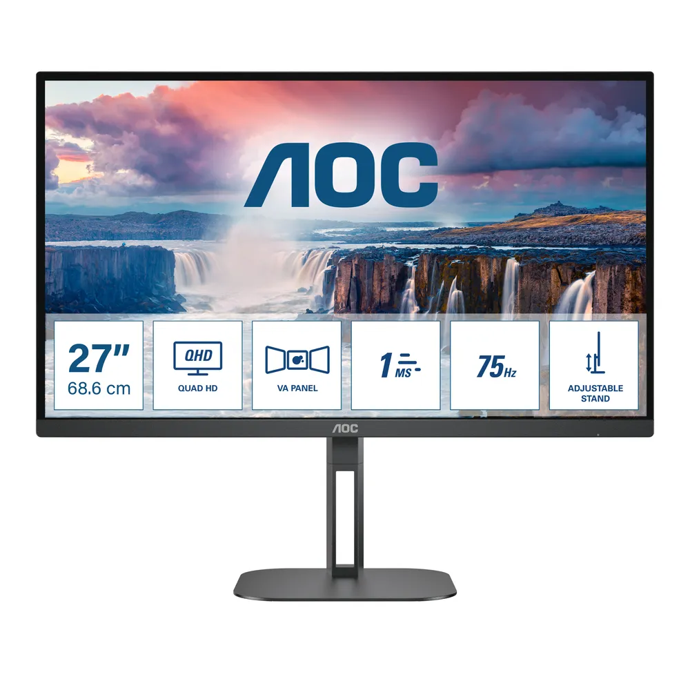 Monitor AOC 27" QHD VA 75Hz FreeSync Premium Pro LED Schwarz Ergo