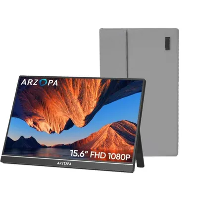Monitor ARZOPA 15,6" Full HD IPS Tragbar 60Hz Ultraleicht Verstellbarer Ständer
