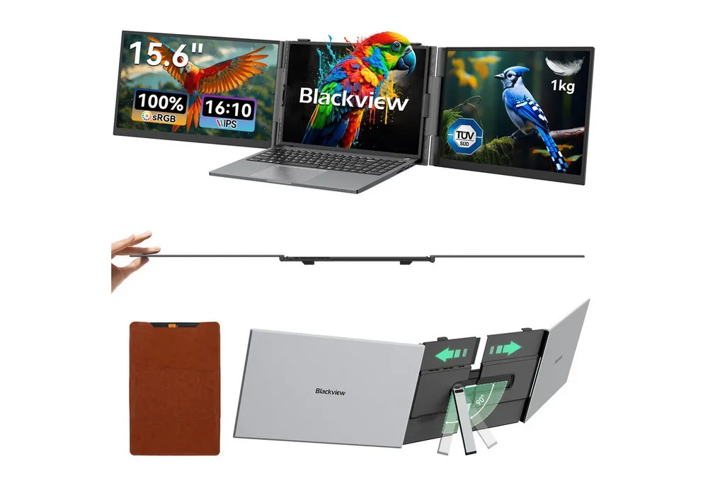 blackview 14" FHD Gaming Monitor DCM6, Dual-Screen, LCD, IPS, Portabler Monitor Portabler Monitor (1920x1080 px, Full HD, IPS, 180° Gaming Monitor, 13,3-17,3" - Windows/Mac/Android/Chrome)