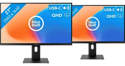 BlueBuilt 27 Zoll Quad HD Monitor mit USB-C Doppelpack