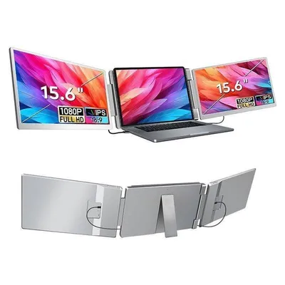 Monitor FOPO S10 15,6" FullHD 60Hz IPS Doppelbildschirm Faltbar USB-C Mini HDMI mit Etui