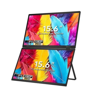 Monitor FOPO T01 15,6" FullHD 60Hz IPS Doppel USB-C Mini HDMI Tragbar Faltbar Schwarz