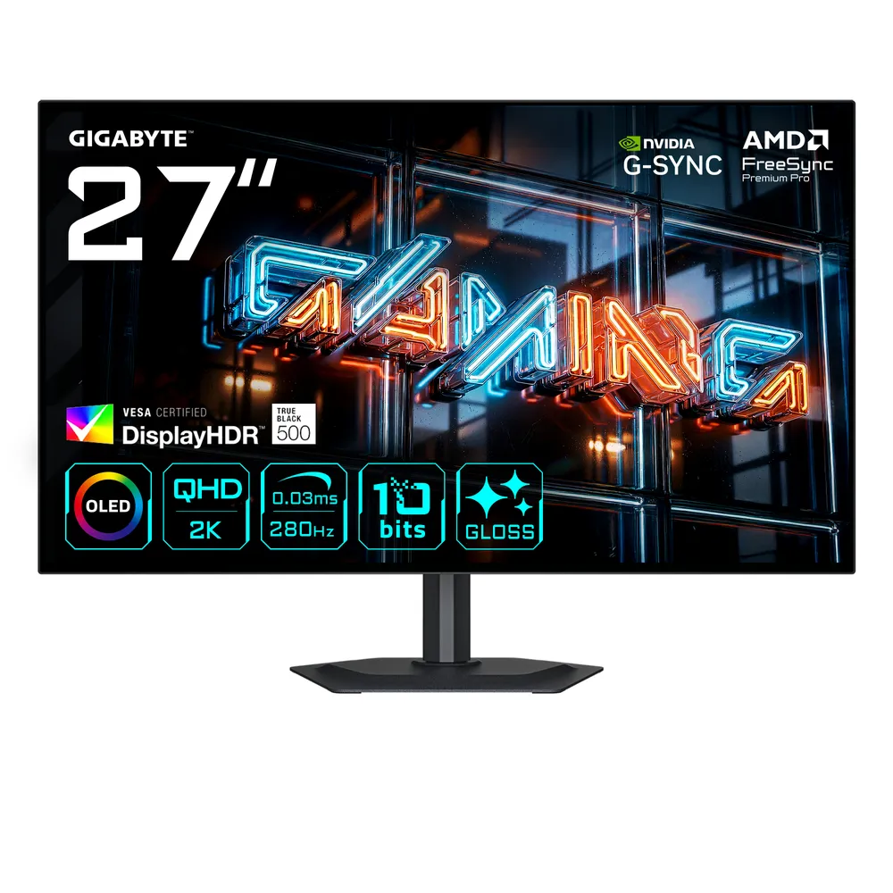 Monitor GIGABYTE MO27Q28GR 27" QHD 280Hz OLED HDR True Black Höhenverstellbar