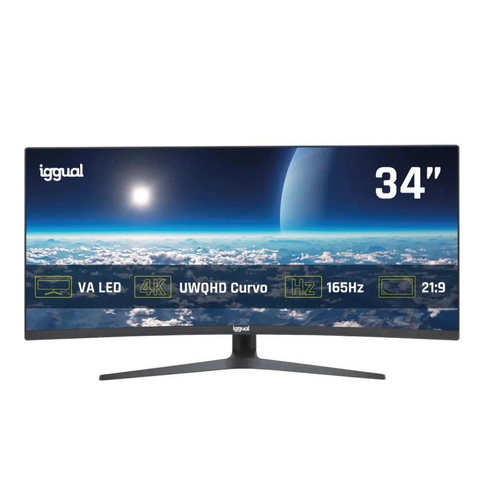 iggual IGG319543 34" VA UltraWide QHD 165 Hz Höhenverstellbar FreeSync Gebogen