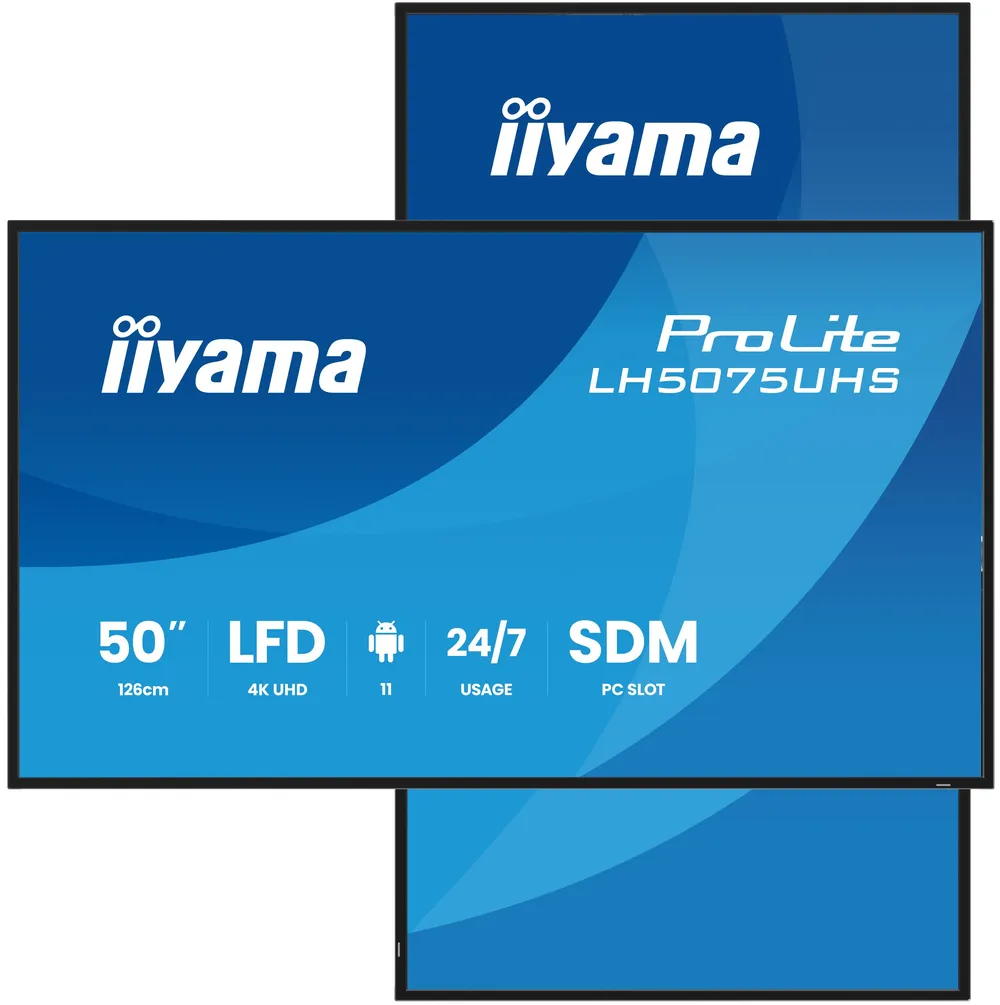 Iiyama 50" 3840x2160 UHD VA panel Haze 25% 500cd/m? Landscape and Portrait Signal | lh5075uhs-b2ag |