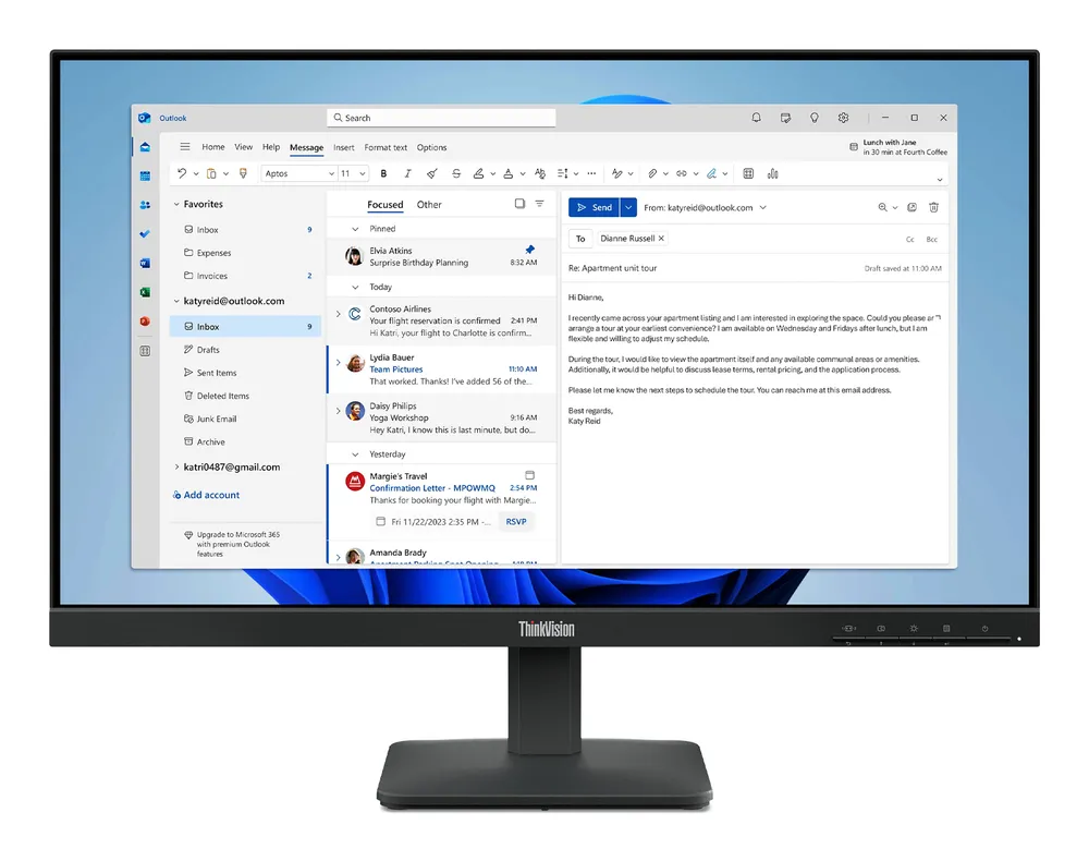 Monitor Lenovo ThinkVision S24-4e 23.8" FullHD 100Hz IPS 6ms Schwarz