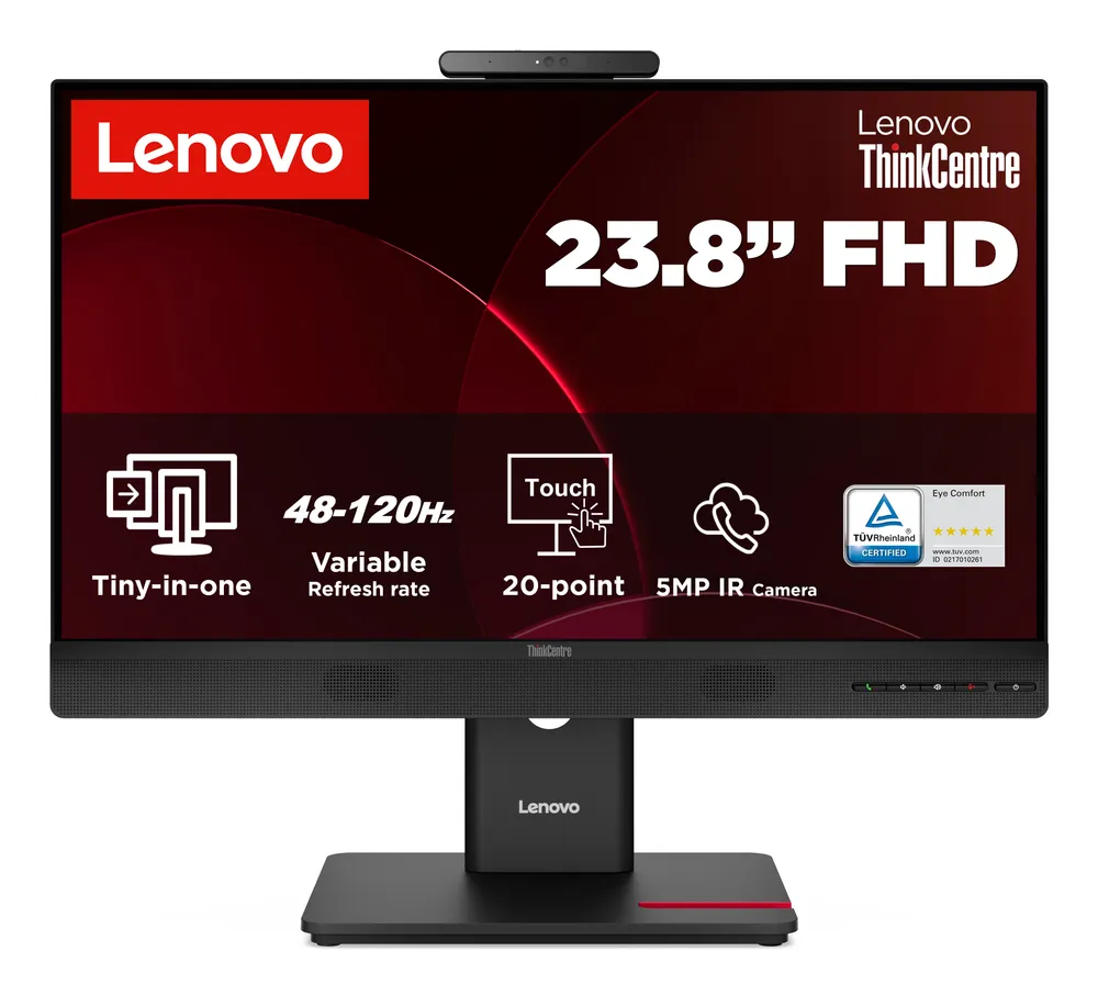 Lenovo ThinkCentre TIO24 Gen6 Monitor 23,8 Zoll FullHD IPS 120Hz Drehung höhenverstellbar mit Webcam