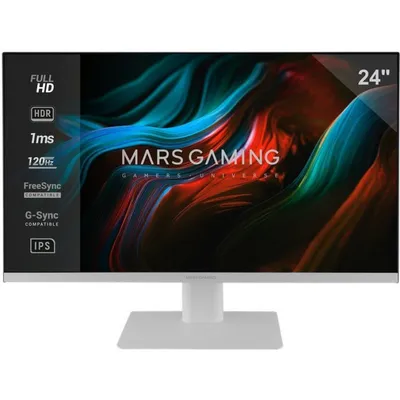 Mars Gaming MV-24 Monitor 24" IPS FHD 120 Hz HDR10 Freesync und G-Sync Integrierte Lautsprecher Weiß