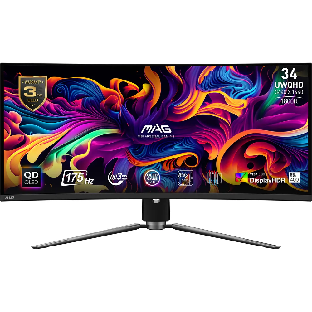 Monitor MSI MAG 341CQP QD-OLED 34" UWQHD 175Hz QD-OLED Curved 0,03ms FreeSync Premium Pro