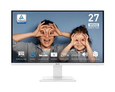 Monitor MSI Pro 27" WQHD 2560x1440 100Hz IPS Weiß HDMI DisplayPort Höhenverstellung