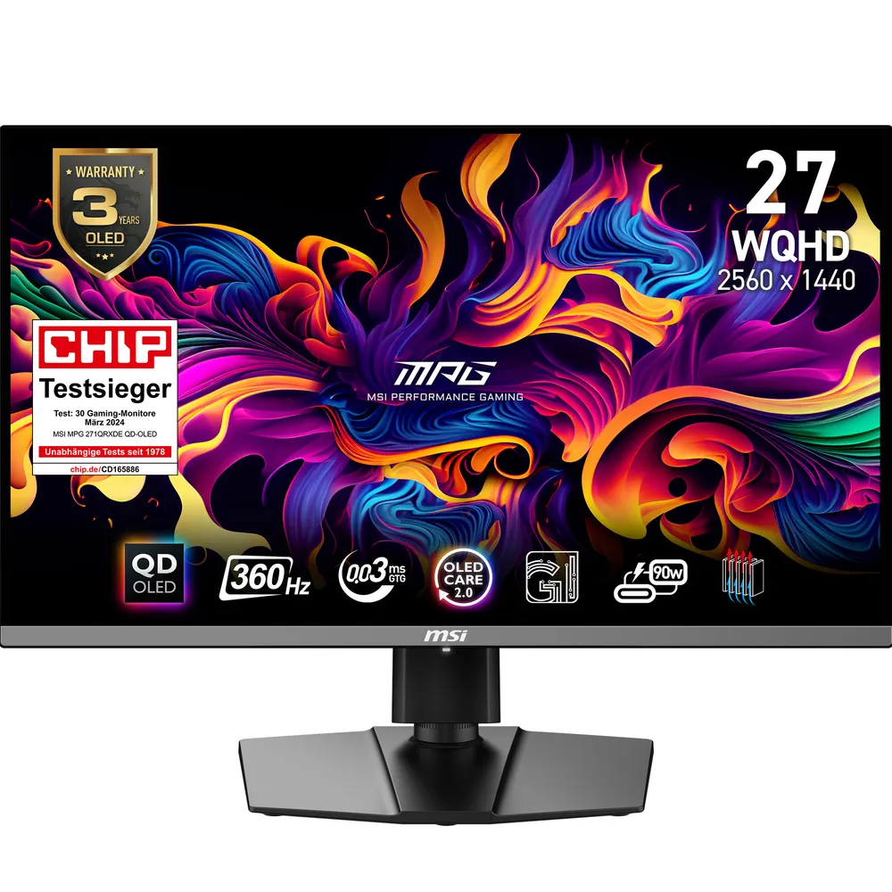 Gaming-Monitor MPG 271QRXDE, Schwarz, 26,5 Zoll, WQHD, QD-OLED, 360 Hz, 0,03 ms