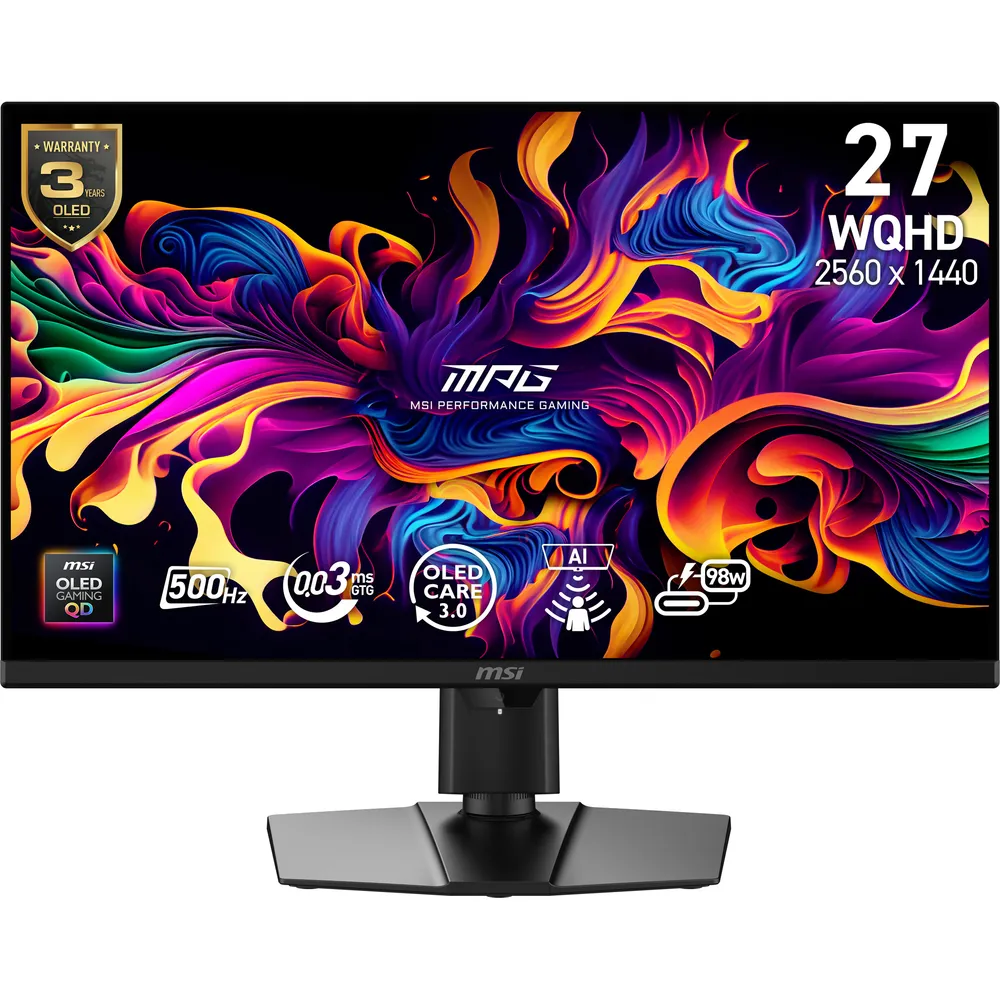 Monitor MSI MPG 271QRDE QD-OLED X50 26,5" Wide Quad HD 500Hz QD-OLED 1ms G-SYNC