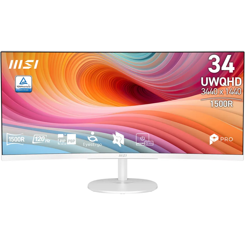 Monitor MSI Pro MP341CQW E12 34" UltraWide Quad HD 120Hz VA Curved Weiß 4ms