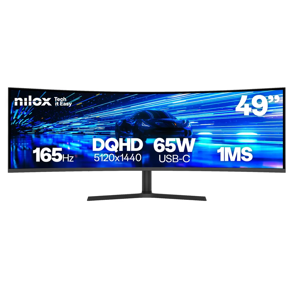 Monitor Nilox NXM49CRVDC2 49" Dual QHD 165Hz VA Curved Lautsprecher Höhenverstellung