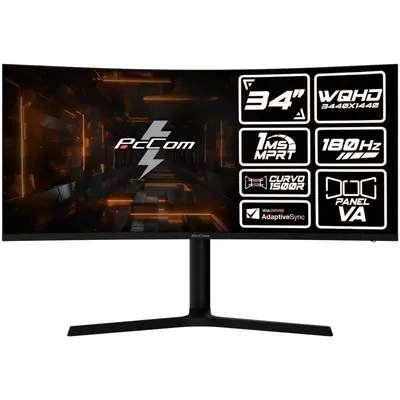 Monitor PcCom Elysium Pro 34" UltraWide Quad HD 180Hz Fast VA Curved 1ms Adaptive Sync Höhenverstellbar