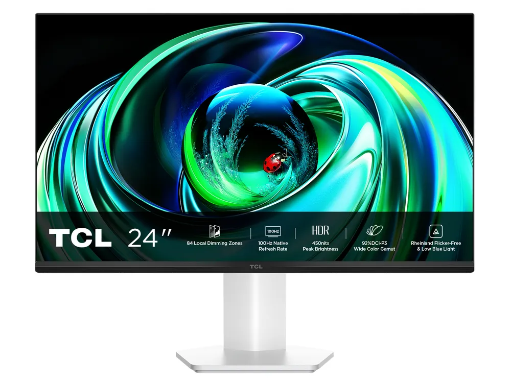 Monitor TCL 24G54 23.8" FullHD 1920x1080 100Hz VA Mini LED Weiß höhenverstellbar