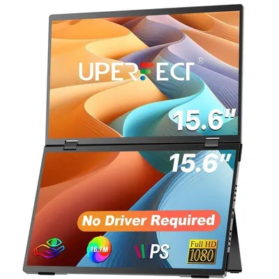 Monitor Uperfect Dual 15,6" Full HD 60Hz IPS Tragbar USB-C Mini HDMI 6ms
