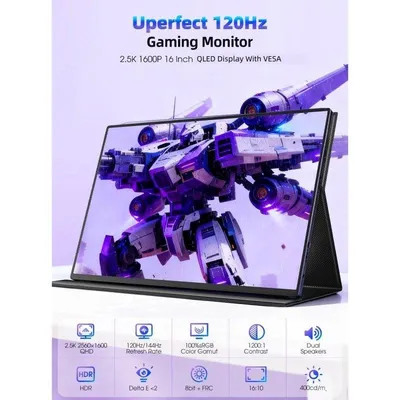 Monitor Uperfect QLED 16" QHD+ 120Hz QLED USB-C Mini HDMI 16:10 Portabel