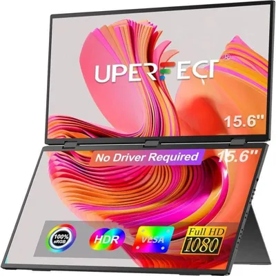 UPERFECT Faltbarer tragbarer Monitor mit drei Bildschirmen, 360°-Drehung, 100 % sRGB, VESA, USB-C