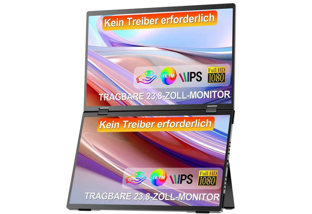 UPERFECT Doppelmonitor-Klappmonitor Dreifach-Bildschirmfreigabe Portabler Monitor (39,62 cm/15.6 ", 1920 x 1080 px, Full HD, 25 ms Reaktionszeit, 60 Hz, IPS)